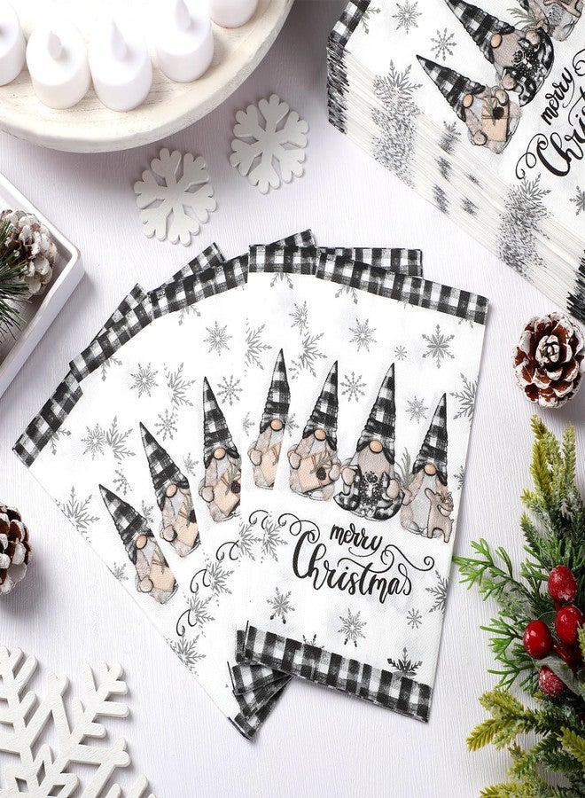 Saypacck 100 Pcs Winter Christmas Napkins 3 Ply Gnome Paper Guest Towels for Bathroom Disposable Buffalo Plaid Hand Towels Winter Decorative Napkins for Decoupage Party Holiday Kitchen Table Decor - Image 5